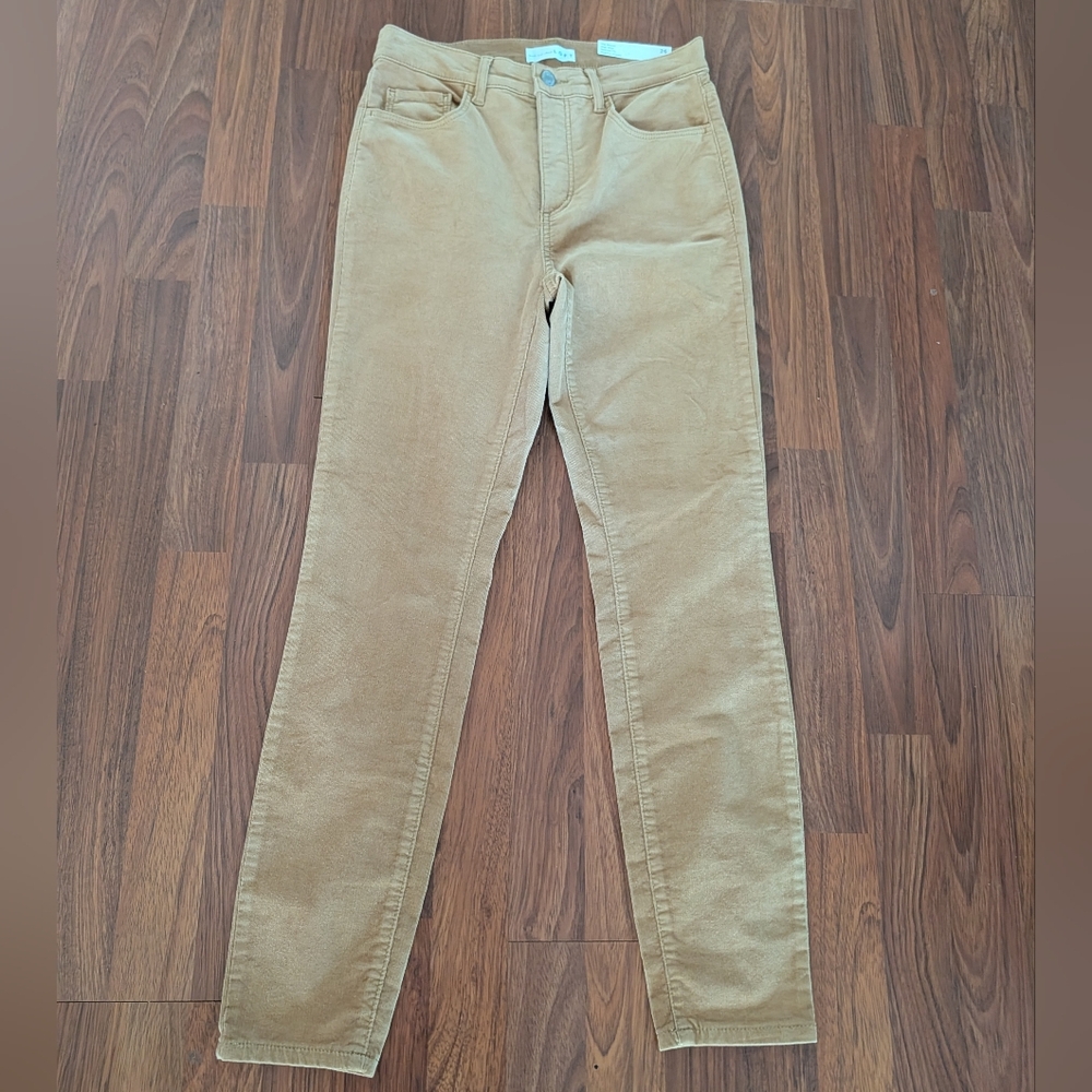 LOFT The Skinny High Rise Camel Corduroy Pant Size 26